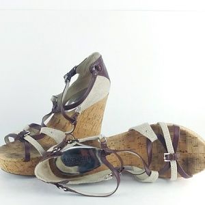 Michael Kors Wedges Size 9M Cork/Brown Leather